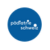 Logo der Gesellschaft Pädiatrie Schweiz weiße Aufschrift: pädiatrie schweiz mit vergrößerten weißen Punkten über den i's auf einem blau gefüllten Kreis